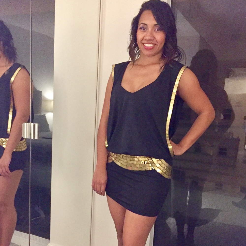 Bebe Gold Sequin short mini dress.